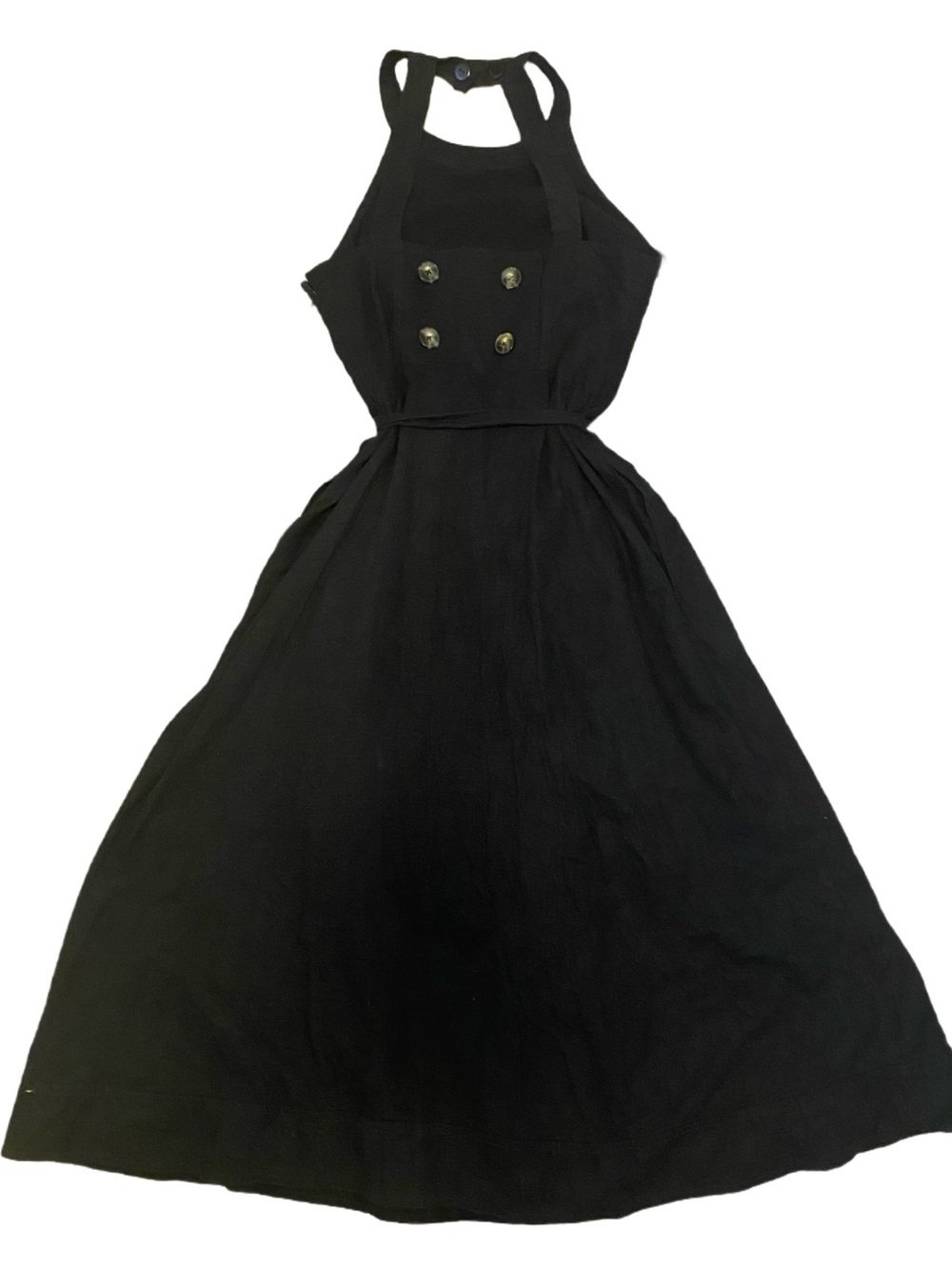Anthropologie Greta Black Halter Midi Dress with Back Button Panel Size 6 - Picture 5 of 5